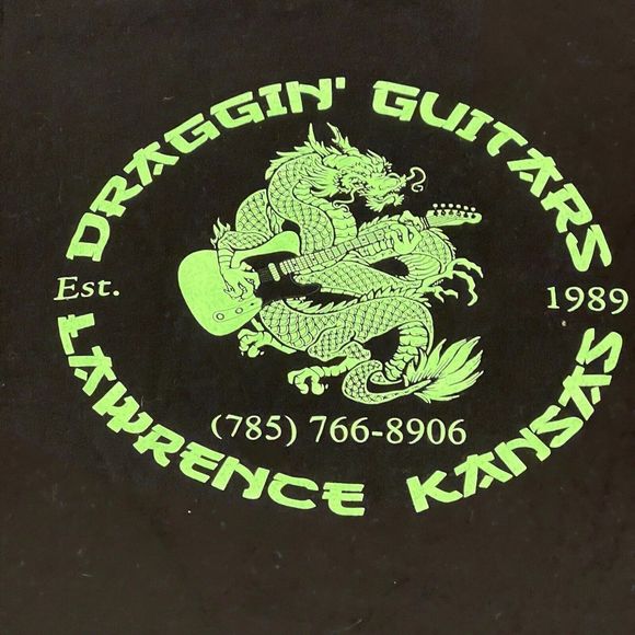 draggin guitars Lawrence Kansas 2022 Tour Shirt Dragon Anniversary Black Small - Picture 4 of 8
